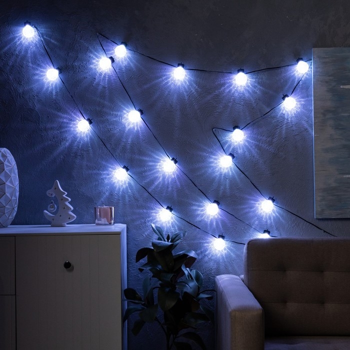 Умная гирлянда &laquo;Нить&raquo; 6 м с насадками &laquo;Пузырьки&raquo;, IP20, тёмная нить, 20 LED, свечение RGB, USB