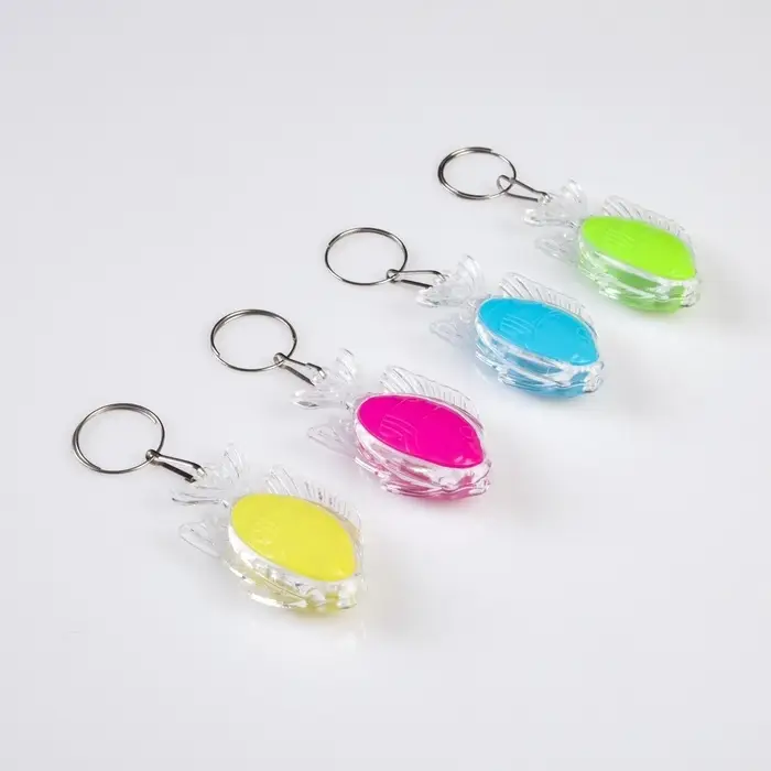 Фонарик брелок для ключей на кольце &laquo;Рыбка&raquo;, 1 режим, 2&times;AG13, 3.5&times;5.5 см, МИКС