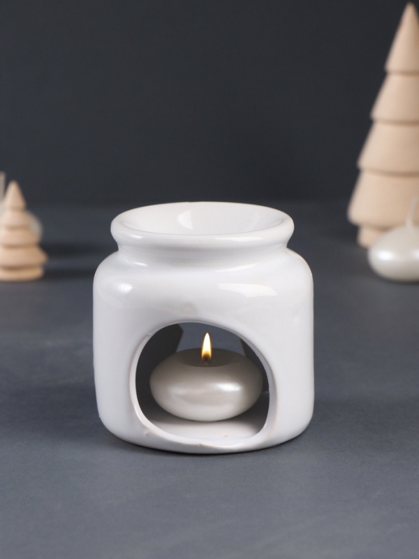 Набор: аромалампа для эфирных масел, мелтсы из воска ароматические &laquo;Звезда&raquo;, белая, 7.5&times;7.5&times;8 см