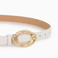 Ремень жен 04-01-01-04, Июнь2513, 2,4*0,3*110 см, без винта, пряж золото, гвоздик, белый