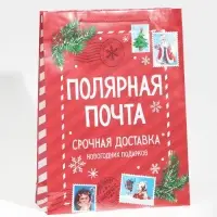 Пакет подарочный новогодний ламинированный &laquo;Полярная почта&raquo;, L 28 х 38 х 9 см