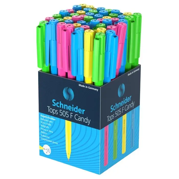 Ручка шариковая Schneider "Tops 505 F Candy", узел 0.8 мм, синие чернила, яркий корпус, неон МИКС