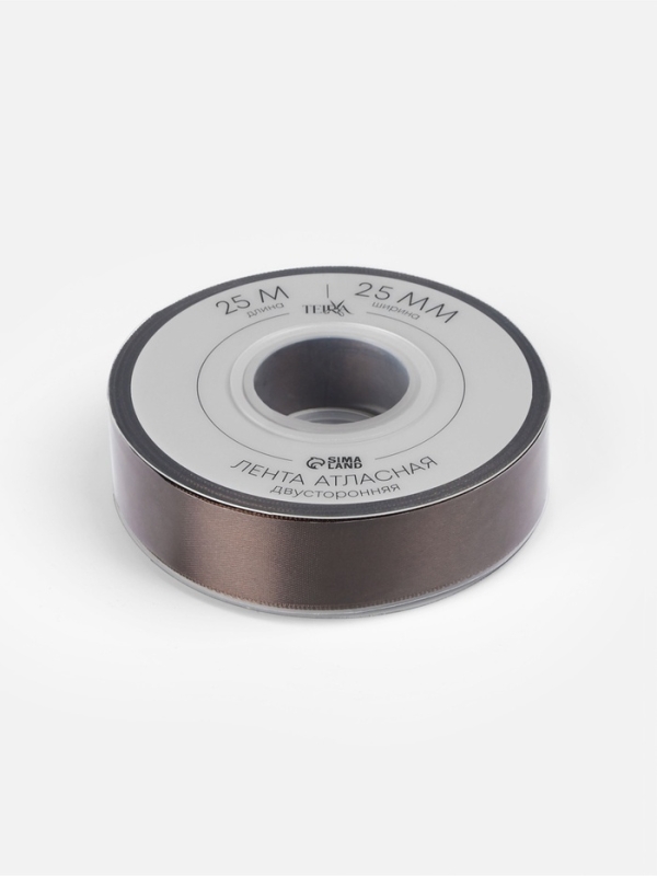 Лента атласная двухсторонняя №0850 25мм*25&plusmn;1м орехово-коричневый TR