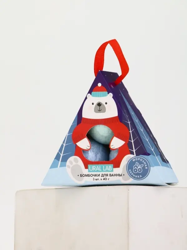 Бомбочки для ванны &laquo;Мишка&raquo;, 3 шт х 40 г, морозная черника, URAL LAB