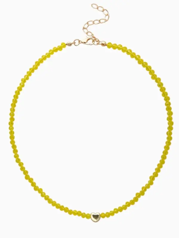 Чокер из бисера &laquo;Хрусталь&raquo;, сердце, жёлтый в золоте, 37 см + 5 см доп, цепочка