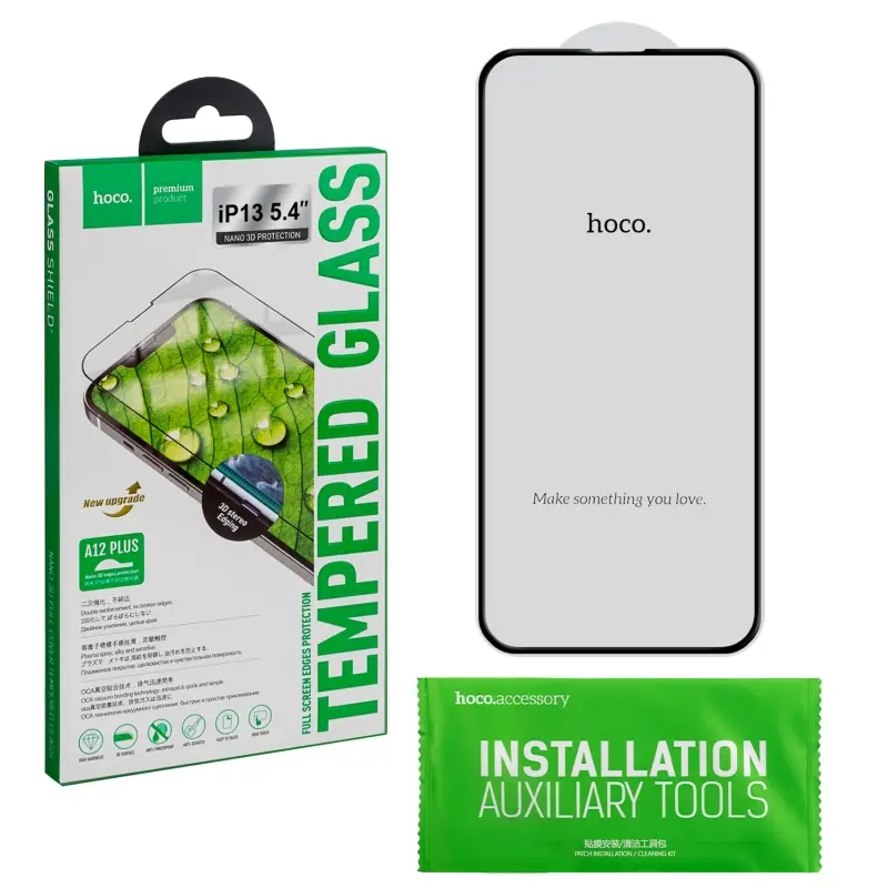 Защитное стекло IPH 13 Mini Nano 3D Protection A12 PLUS HOCO черное