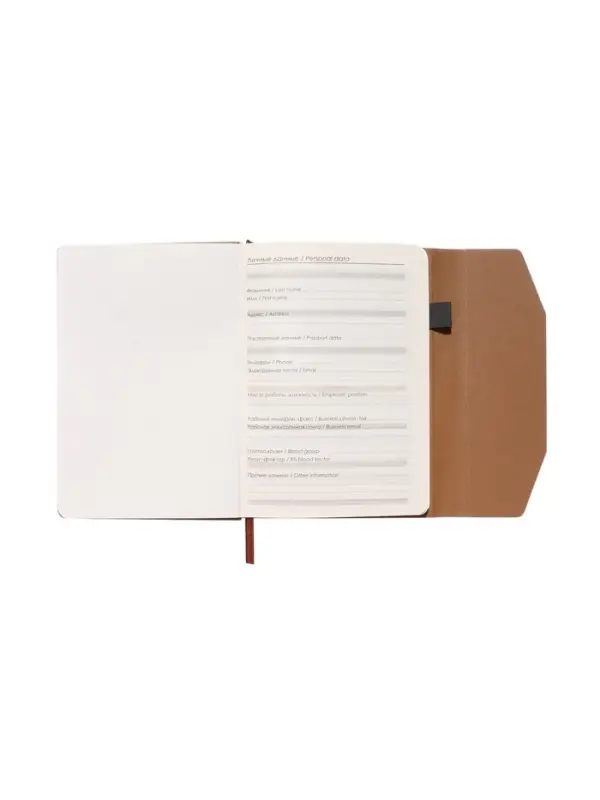 Ежедневник недатированный формат А5, с клапаном, 112л, линия, пвх, Бежевый