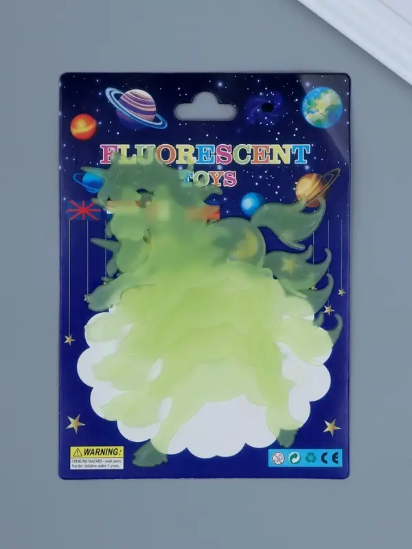 Наклейка пластик фосфорная  "Единороги" набор 4 шт жёлтая 17х12 см