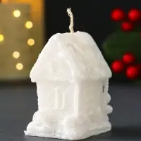 Свеча новогодняя "Домик с Пряником" 40х70мм, белый