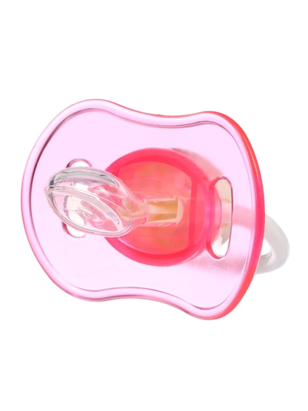 Пустышка ортодонтическая, с колпачком, от 3 мес., цвет розовый/фиолетовый