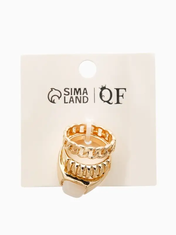 Набор колец 3 шт "Новый стиль" цепь, размер МИКС, цвет белый в золоте