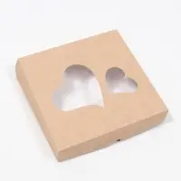 Коробка складная &laquo;Сердца&raquo;, крафт, 20&times;20&times;4 см