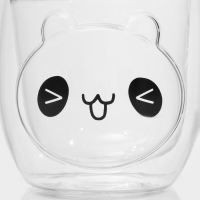 Кружка стеклянная с двойными стенками &laquo;Панда&raquo;, 300 мл