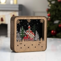 Светодиодная фигура &laquo;Замок с оленями&raquo; 15 &times; 15 &times; 5 см, дерево, батарейки АААх2 (не в комплекте), свечение тёплое белое