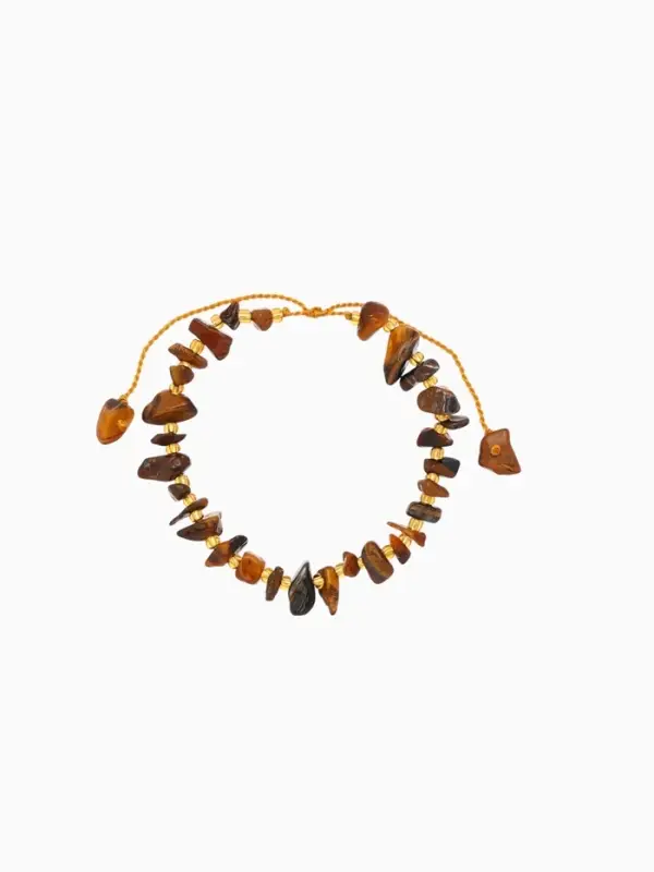 Браслет, длина 16 см, цв. коричневый, золотой