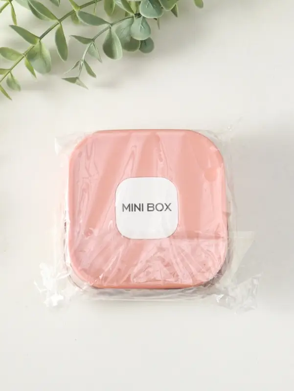 Шкатулка пластик для украшений с зеркалом, с ручкой 3 ячейки, 3 полосы, персик 9х9х3,8 см