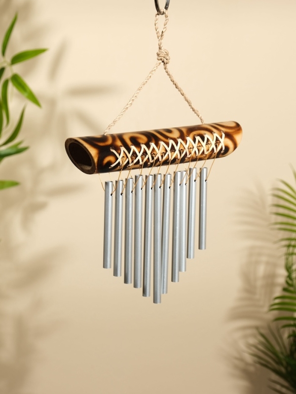 Музыка ветра "Тропики" бамбук, алюминий, 25х3,5х30 см, цв. коричневый
