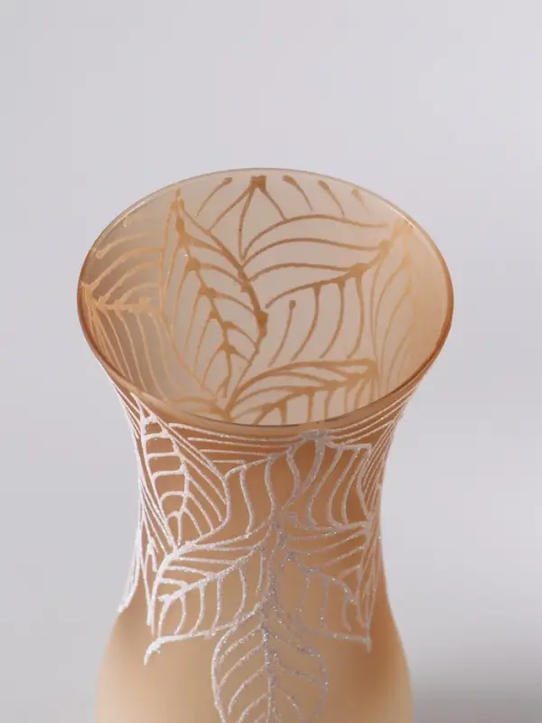 Ваза &laquo;Кармен&raquo; листья, волна, h=26 см, стекло, пудра