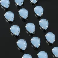 Стразы пришивные &laquo;Капля&raquo;, в цапах, 10&times;14 мм, 20 шт., голубые