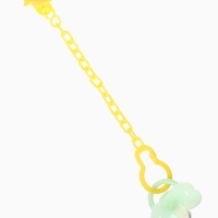 Пустышка классическая, с держателем, +0мес., цвет зеленый/желтый