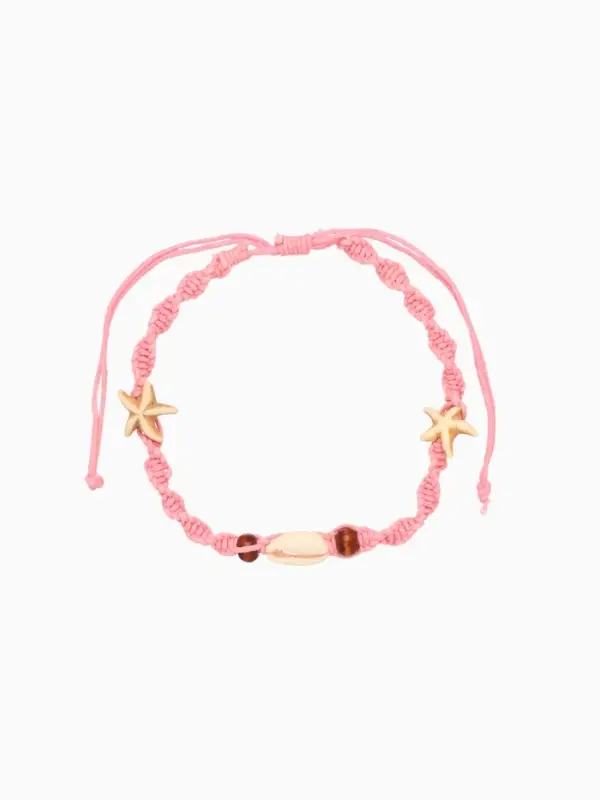 Браслет на ногу (анклет) "Пляжный" длина 18 см, цв. розовый