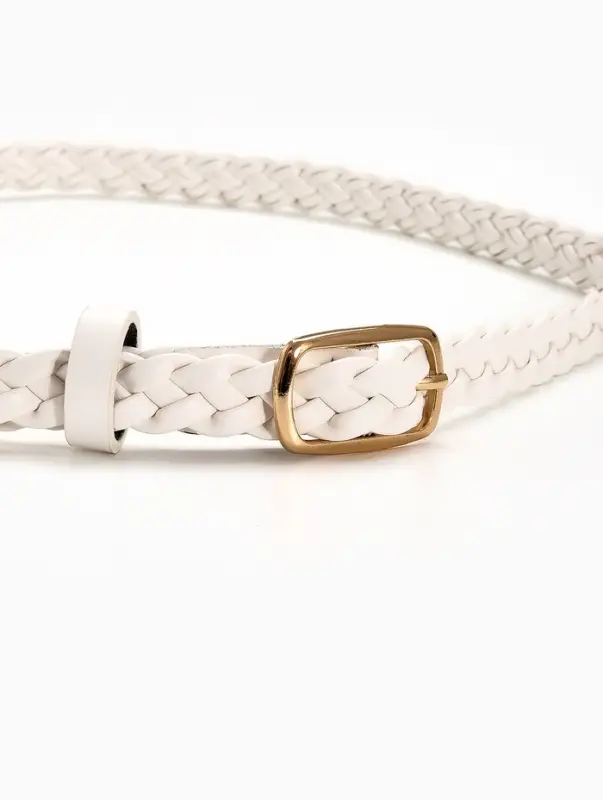 Ремень жен 03-01-01-01, Июнь2501, 1,8*0,3*110 см, без винта, пряж золото, 1 прокол, белый