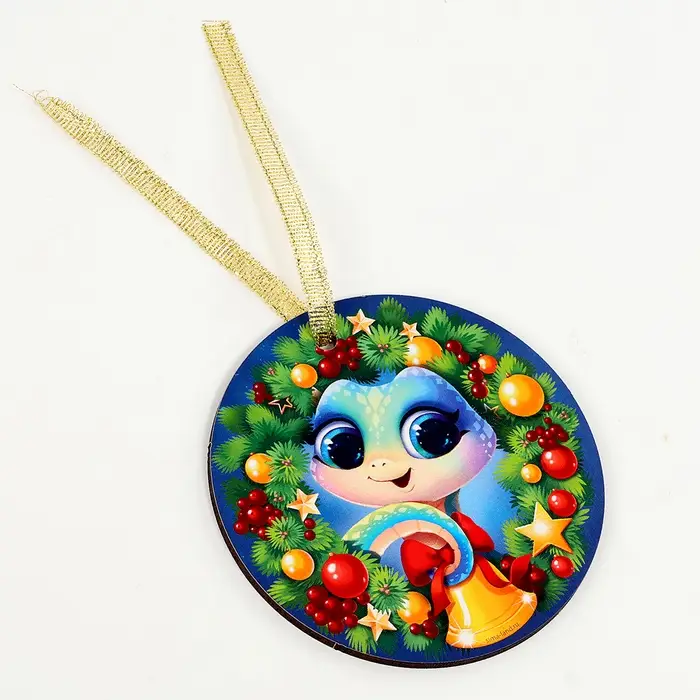 Ёлочная игрушка - подвеска деревянная &laquo;Новый год! Змея&raquo;, символ года 2025