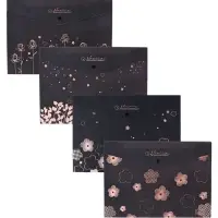 Папка-конверт на кнопке формат А4 180мкр блестящая МИКС Цветы на черном  (штрихкод на штуке)   10843