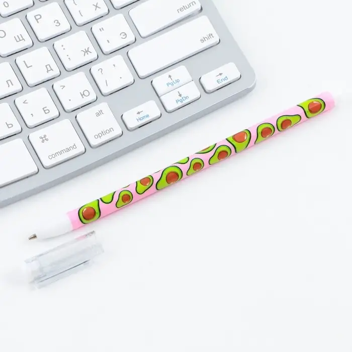 Ручка шариковая синяя паста 0.5 мм с колпачком &laquo;Авокадо&raquo; пластик