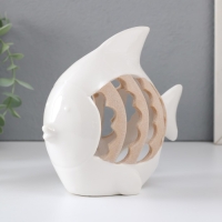 Подсвечник керамика на 1 свечу "Рыбка с узорами" белый 15,7х8,8х14,3 см