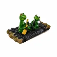 Садовая фигура 17 х 11 х 9,5 см "Лягушки на плоту" Водоплавающая