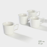 Набор фарфоровый чайный на бамбуковой подставке Доляна &laquo;Эстет&raquo;, 5 предметов: чайник 800 мл, 4 кружки 220 мл, цвет белый