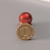 Печать для сургуча с пластиковой ручкой "Венок с буквой I" 2,5х2,5х6,3 см