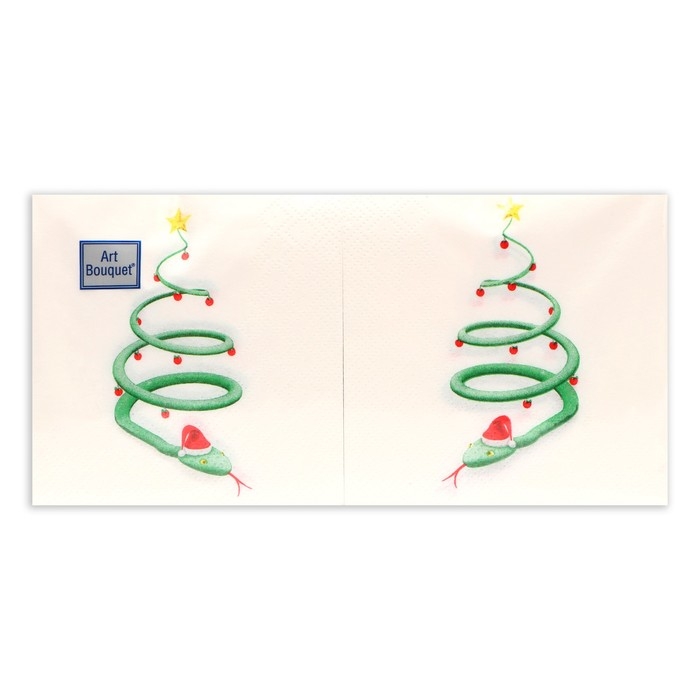 Новогодние салфетки бумажные Art Bouquet &laquo;Новогодняя змейка&raquo;, 2 слоя, 20х20 см, 250 шт.
