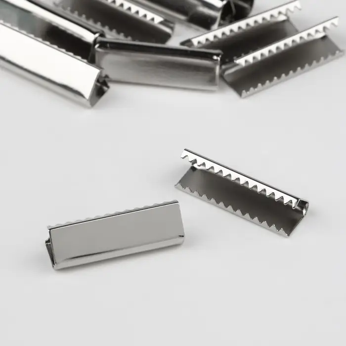 Наконечник-зажим для стропы, 6.5&times;20 мм, 10 шт., цвет серебряный