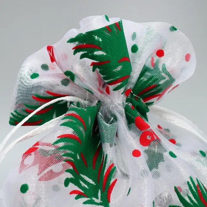Мешочек подарочный органза &laquo;Елочки&raquo;, 16 х 24 см +/- 1.5 см