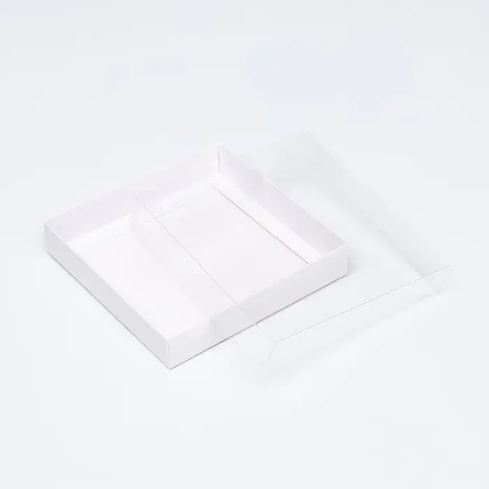 Коробка сборная, белая с PVC крышкой, 16&times;16&times;3 см