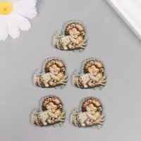 Декор для творчества акрил "Львёнок в пижамке сладко спит на брёвнышке" 3х3х0,2 см