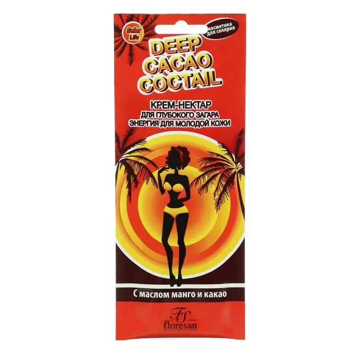 Крем-нектар Deep Cacao Coctail для получения глубокого загара, с маслом манго и какао, 15 мл