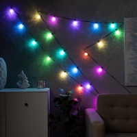 Умная гирлянда &laquo;Нить&raquo; 6 м с насадками &laquo;Калейдоскоп&raquo;, IP20, тёмная нить, 20 LED, свечение RGB, USB