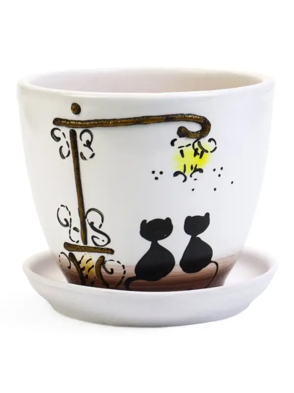 Горшок цветочный поддоном  1 л,  керамика, Вечер (М)