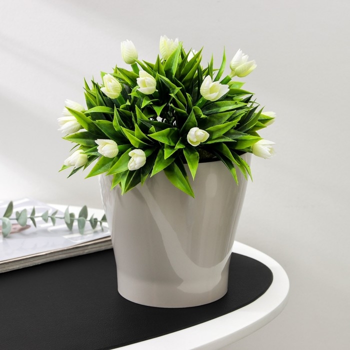 Кашпо для цветов со вставкой &laquo;Лея&raquo;, 2,2 л, цвет бежевый