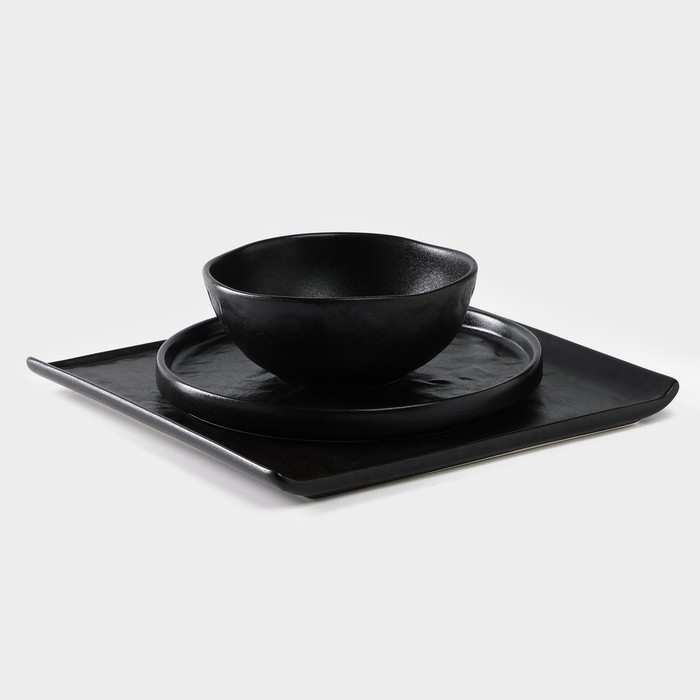 Блюдо фарфоровое для подачи Magistro Pietra lunare, 27,5&times;27,5 см, цвет чёрный