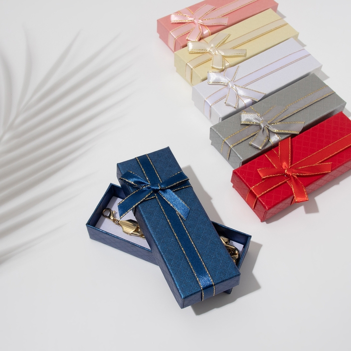 Коробочка подарочная под браслет/кулон/цепочку &laquo;Бантик&raquo;, стёганый принт, 4,3&times;12 (размер полезной части 3,8&times;11,3 см), цвет МИКС