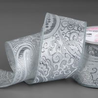 Лента декоративная &laquo;Жаккард&raquo;, 50 мм, 9 &plusmn; 0,5 м, цвет серебряный