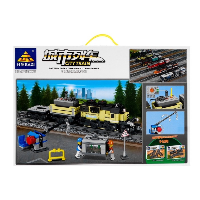 Конструктор ЖД &laquo;Грузовой тепловоз&raquo;, работает от батареек, 392 детали