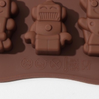 Форма для шоколада Доляна &laquo;Роботы&raquo;, силикон, 21&times;11&times;1,5 см, 12 ячеек