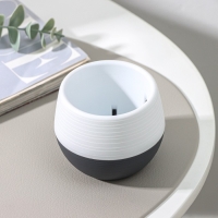 Горшок для цветов с поддоном &laquo;Япония&raquo;, 125 мл, d=8 см, h=6,5 см, цвет белый-графитовый