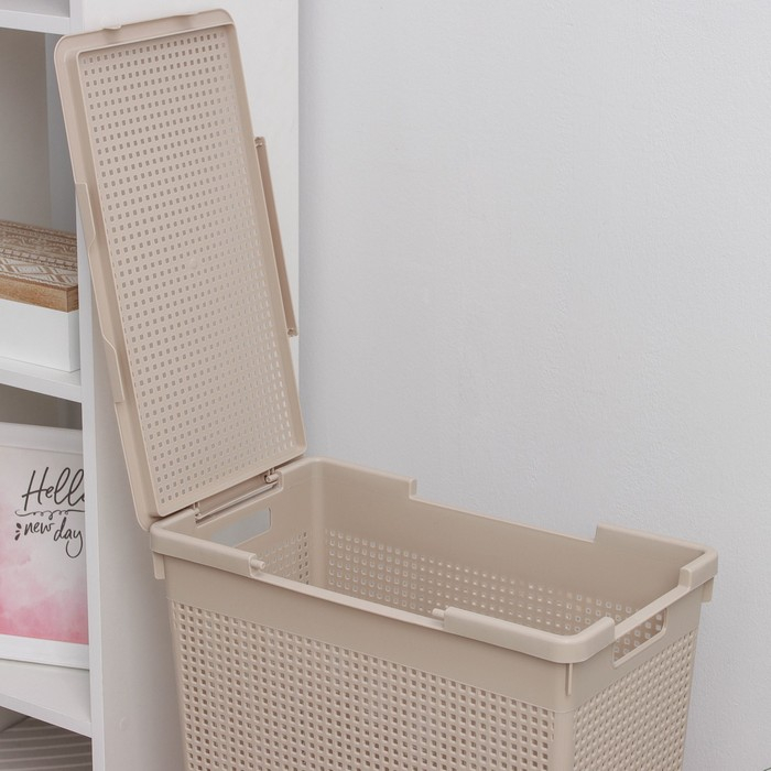 Корзина бельевая с крышкой &laquo;Лофт&raquo;, 50 л, цвет латте