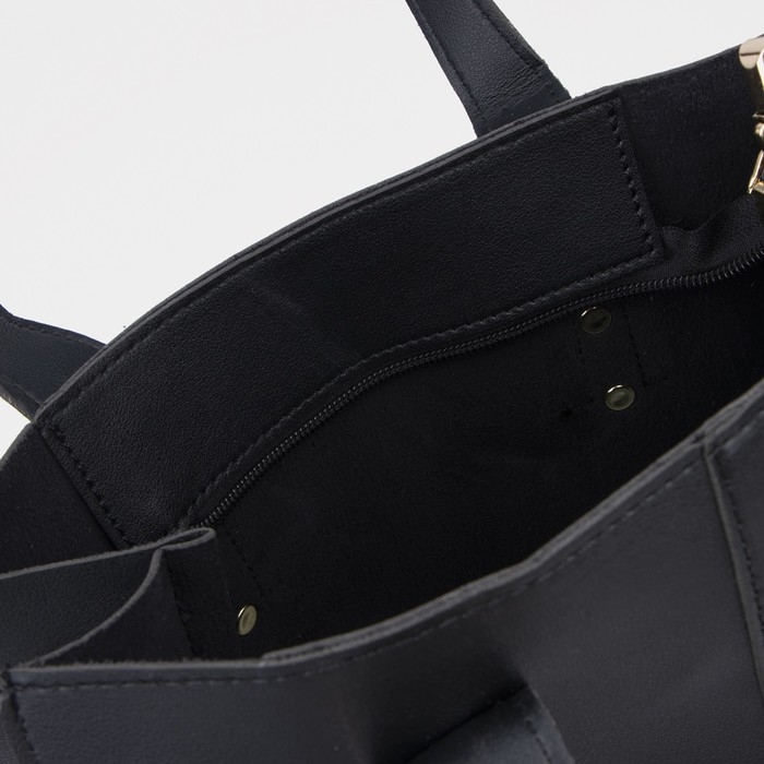 Сумка женская тоут на молнии, цвет чёрный